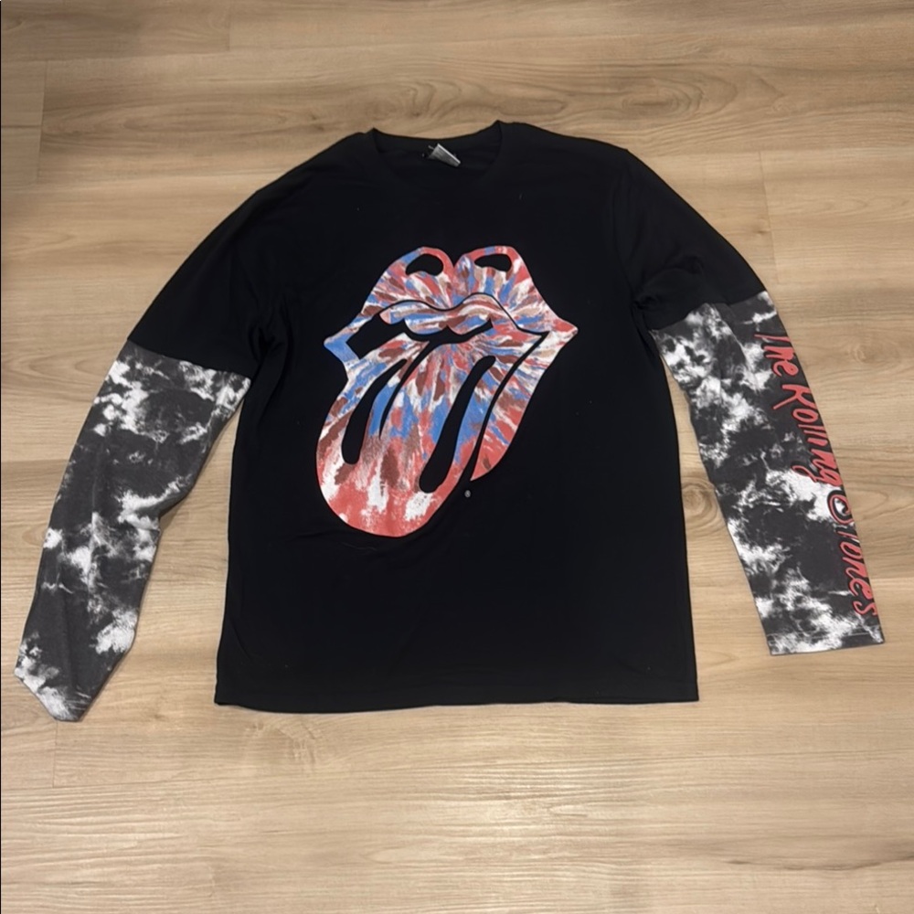 Size Medium the Rolling Stones Black Long Sleeve Graphic Print TShirt